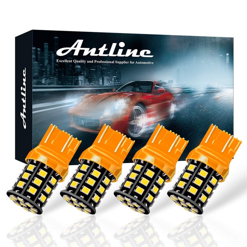 Antline 7443 7440 T20 992 7441 7444 W21W LED Bulbs Amber Yellow, 12-24V Super Bright 1000 Lumens Replacement for Turn Signal Blinker Lights, Side Marker Lights (Pack of 4) - Image 1